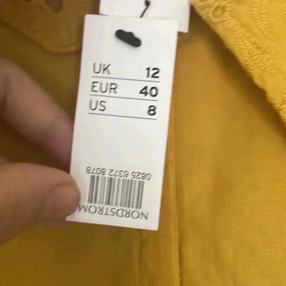 NWT Topshop Broderie Eyelet Ruffle Long Sleeve Minidress Yellow Sz 8 - Picture 7 of 14